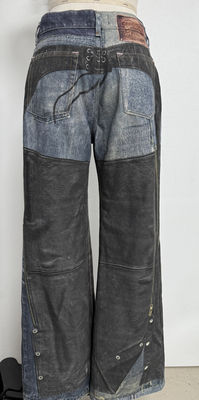 Falsche Zwei-Stücke-Illusion Straight Cut Jeans mit Vintage-inspiriertem Patchwork