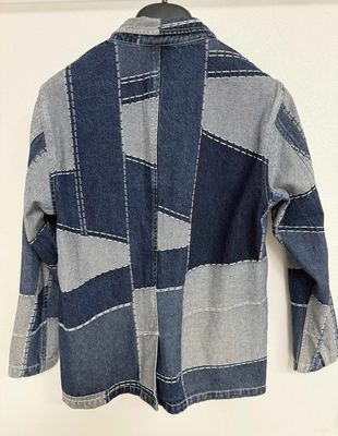Trendy Jacquard Elemente Denim Blazer für einen kühnen und stilvollen Look